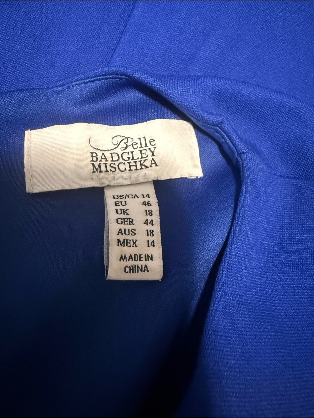 Belle Badgley Mischka Royal Blue Ruffle Sheath Dress Size 14 Flutter Sleeve - Picture 3 of 5
